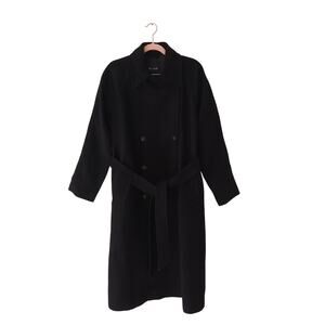 NWT Madewell Double-Breasted Wool Trench Coat Classic Winter Black S